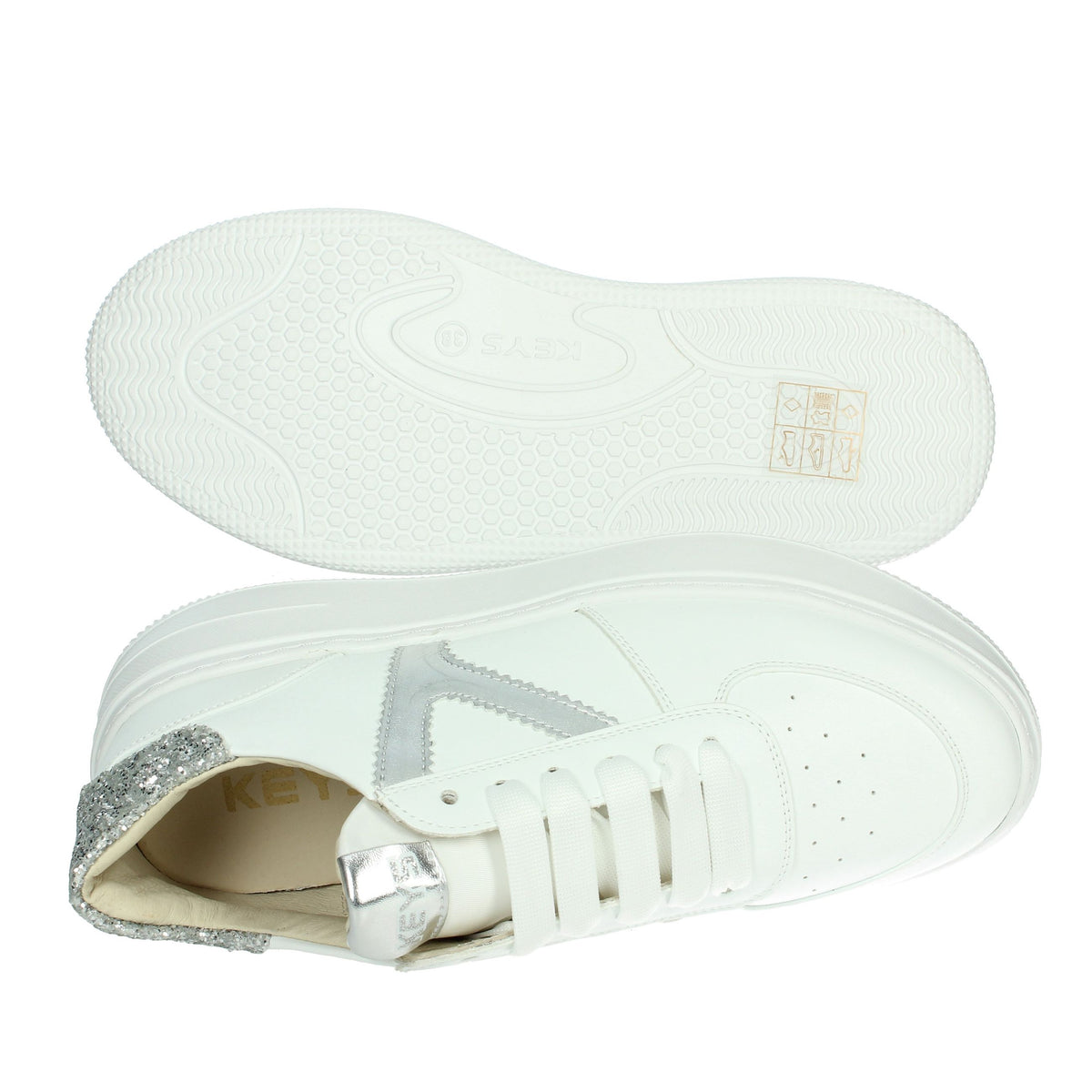 KEYS Donna Sneakers bassa K-10525 Bianco/Argento