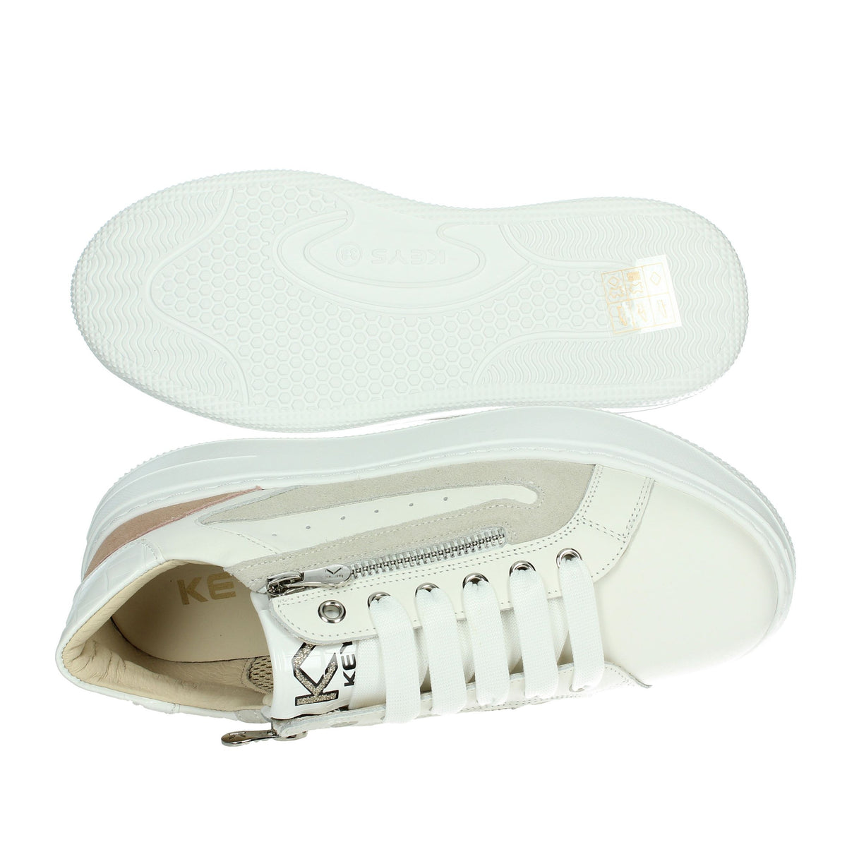 KEYS Donna Sneakers bassa K-10522 Bianco/Rosa