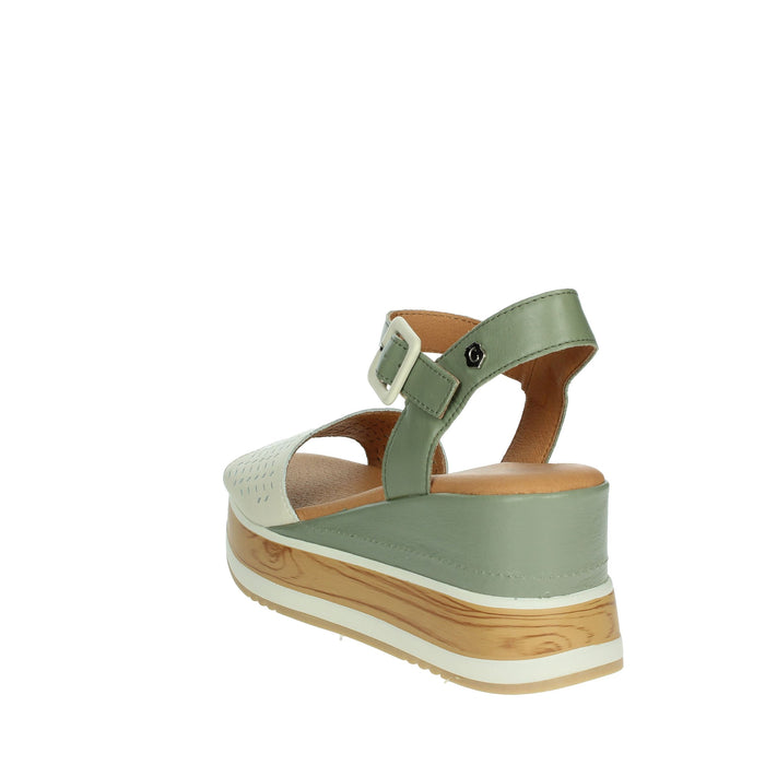 Carmela Donna Sandali con zeppa 160531 Beige/Verde