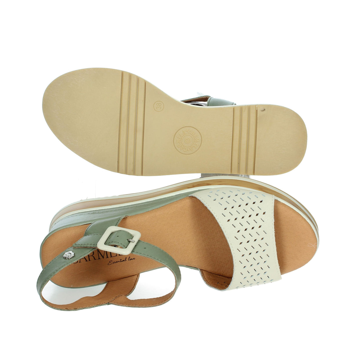 Carmela Donna Sandali con zeppa 160531 Beige/Verde