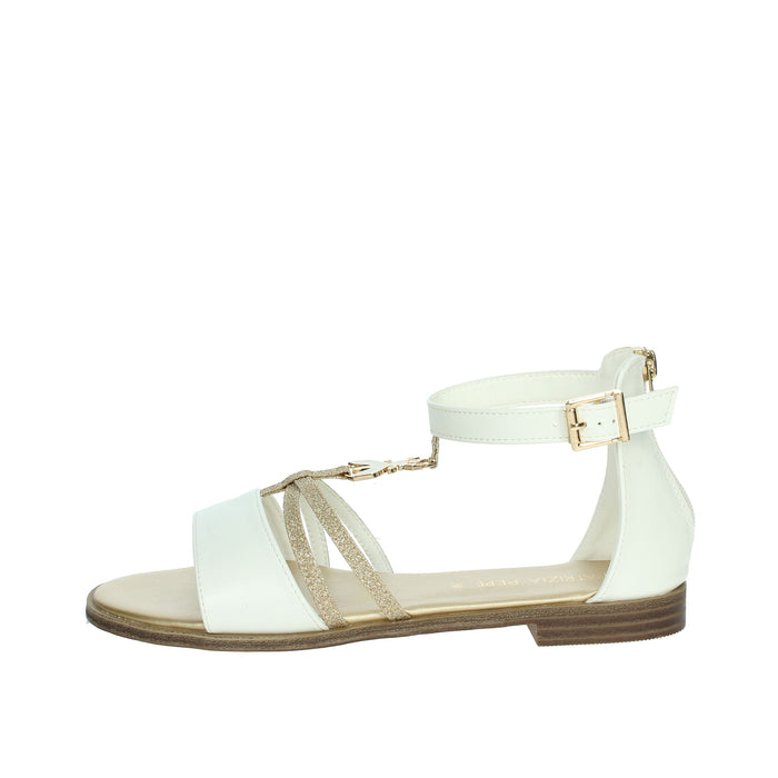 PATRIZIA PEPE Bambine e ragazze Sandali bassi PJ293.27 Bianco/Oro