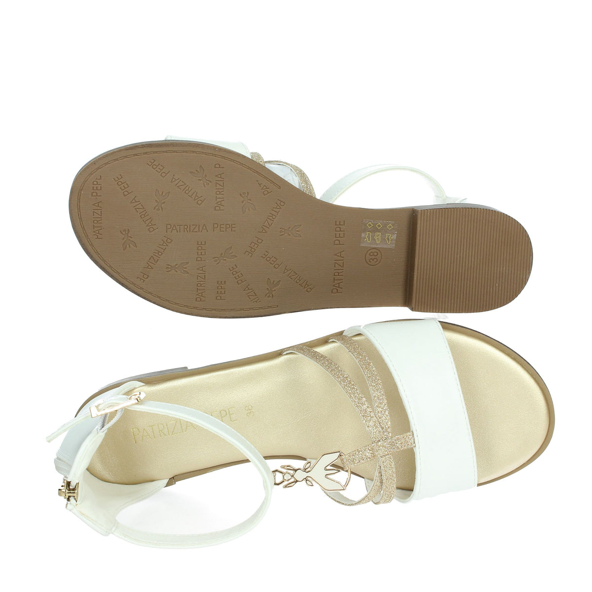 PATRIZIA PEPE Bambine e ragazze Sandali bassi PJ293.27 Bianco/Oro