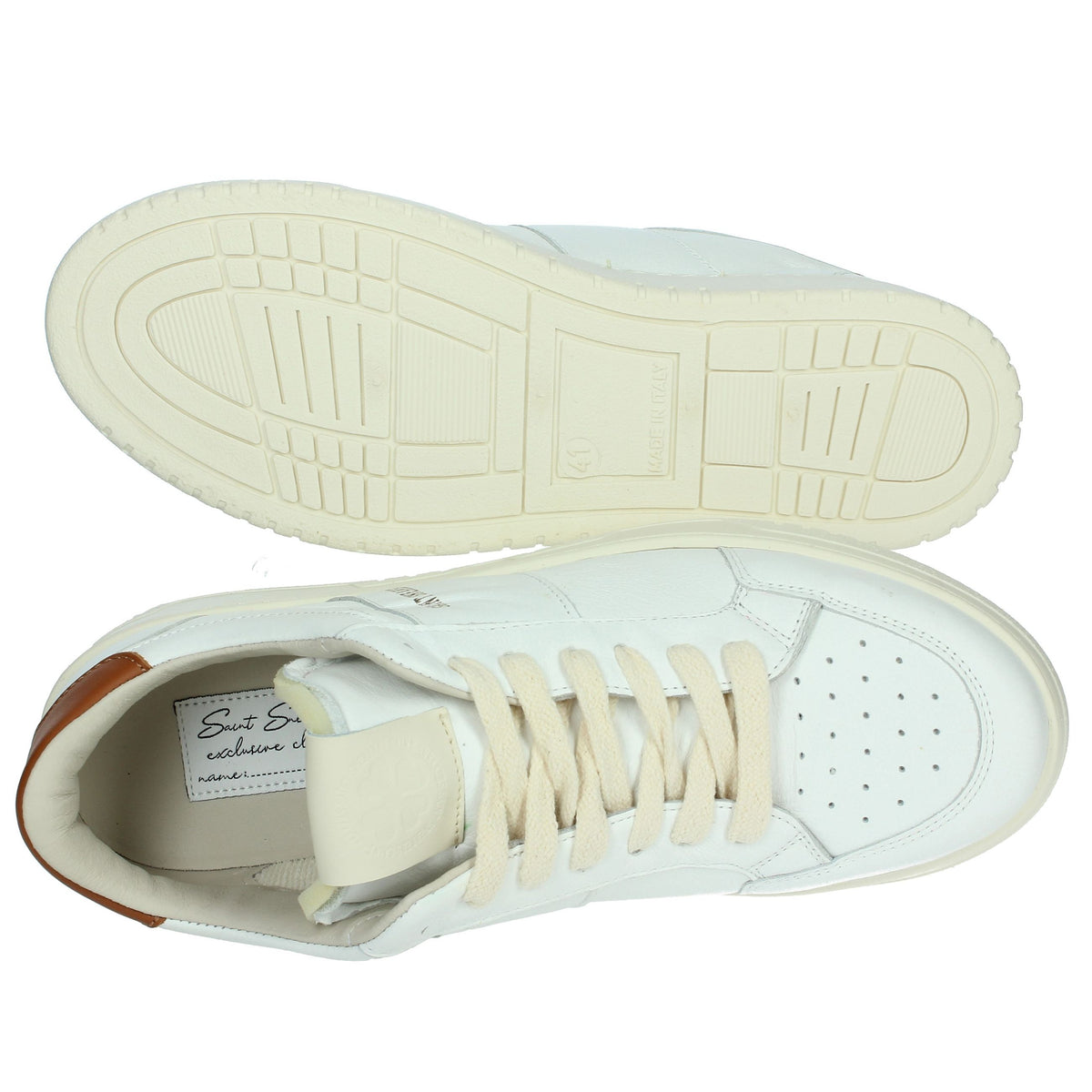 SAINT SNEAKERS Uomo Sneakers bassa GOLF Bianco/Cuoio
