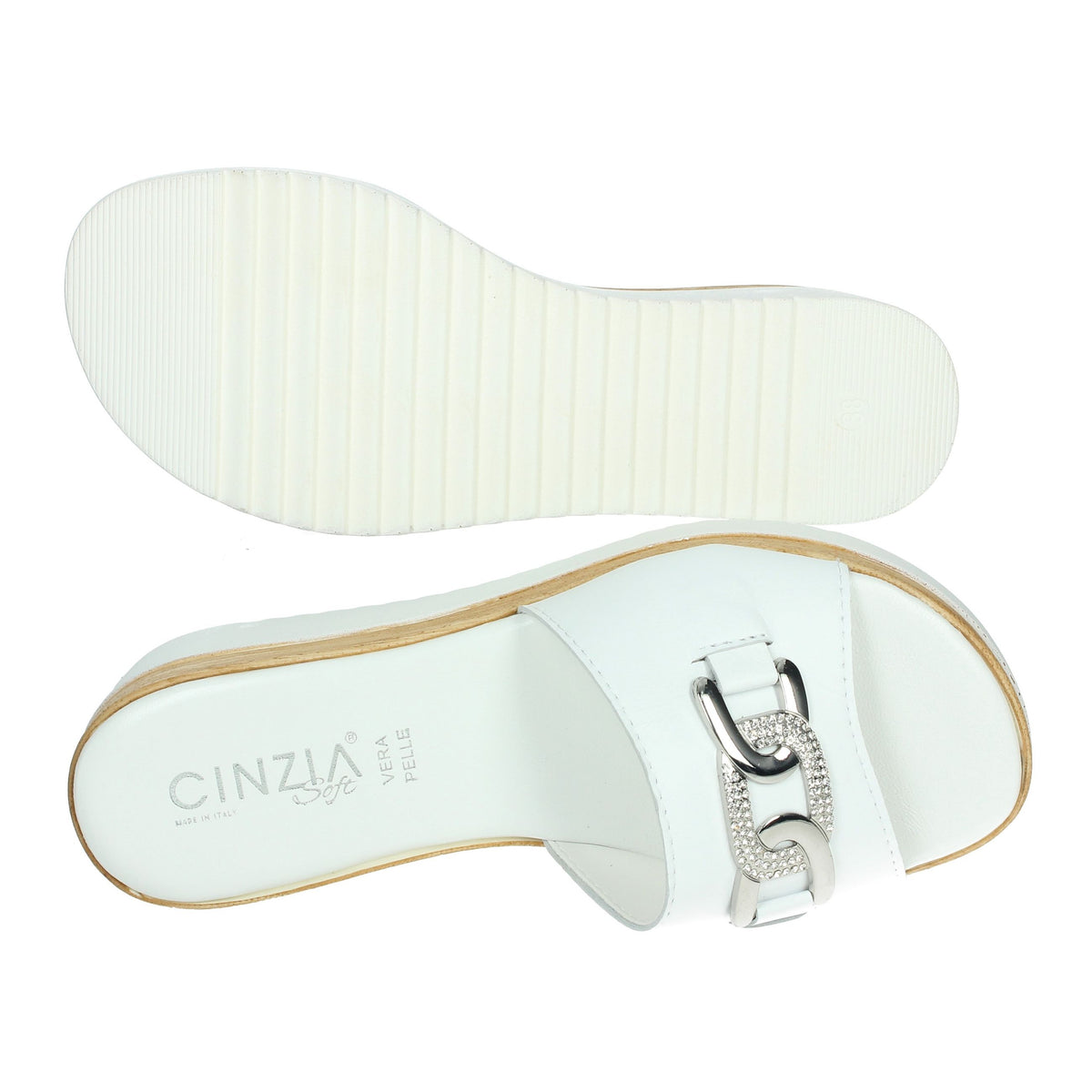 CINZIA SOFT Donna Ciabatte con zeppa IAF343456 Bianco