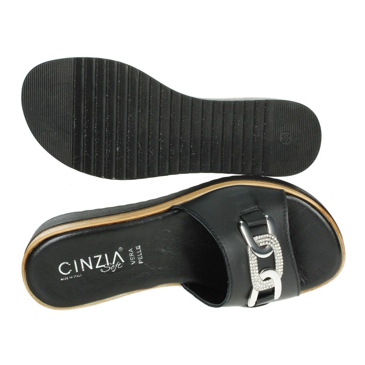CINZIA SOFT Donna Ciabatte con zeppa IAF343456 Nero
