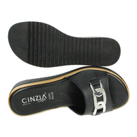 CINZIA SOFT Donna Ciabatte con zeppa IAF343456 Nero