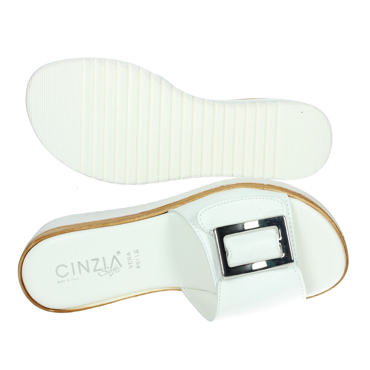 CINZIA SOFT Donna Ciabatte con zeppa IAF343455 Bianco