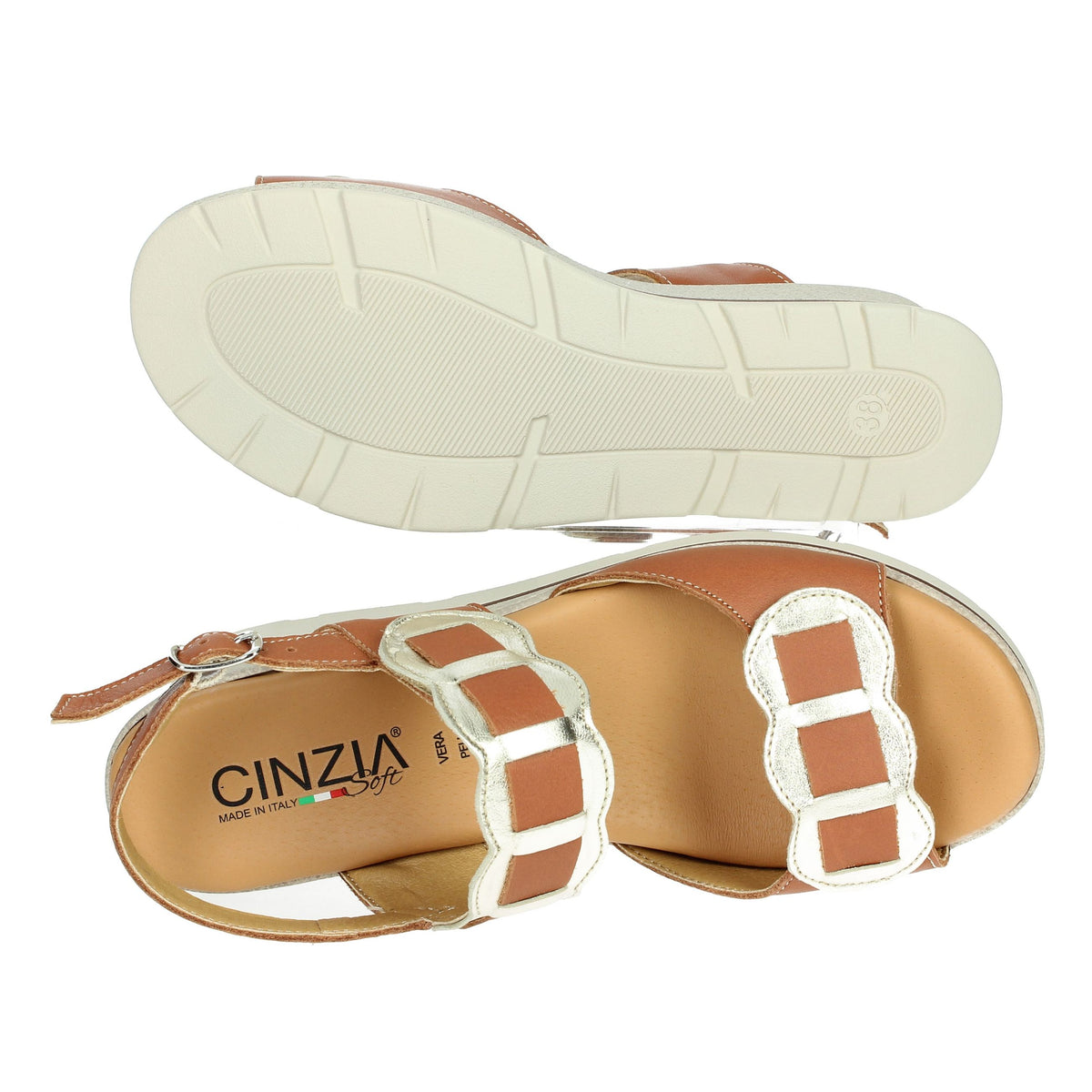 CINZIA SOFT Donna Sandali con zeppa IO19635 Cuoio