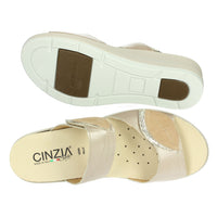 CINZIA SOFT Donna Ciabatte con zeppa IO13335 Platino