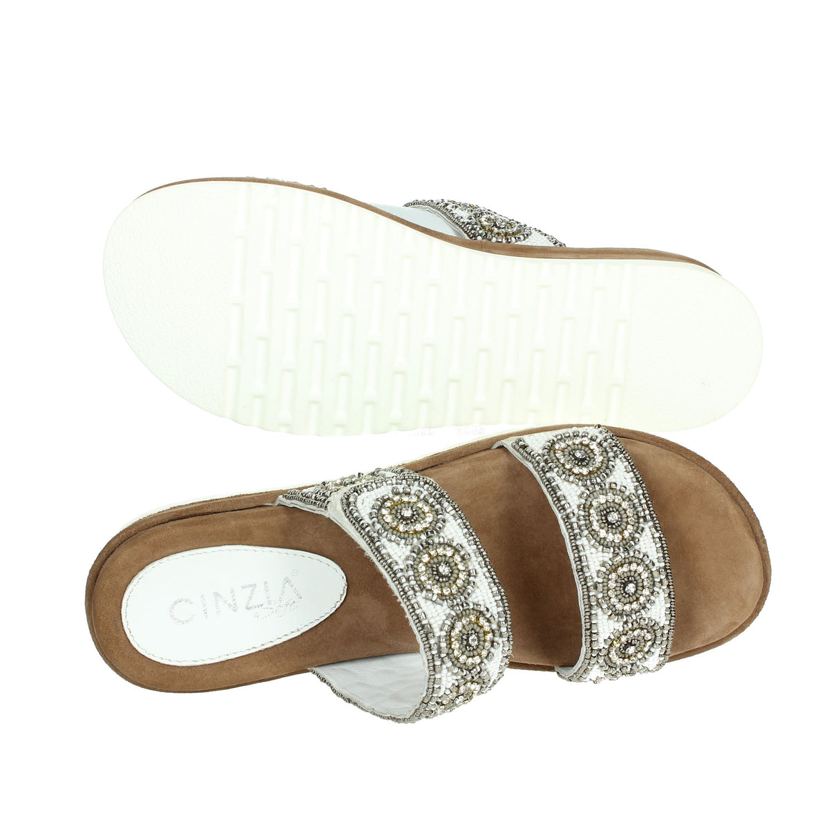 CINZIA SOFT Donna Ciabatte con zeppa IT1020 Bianco
