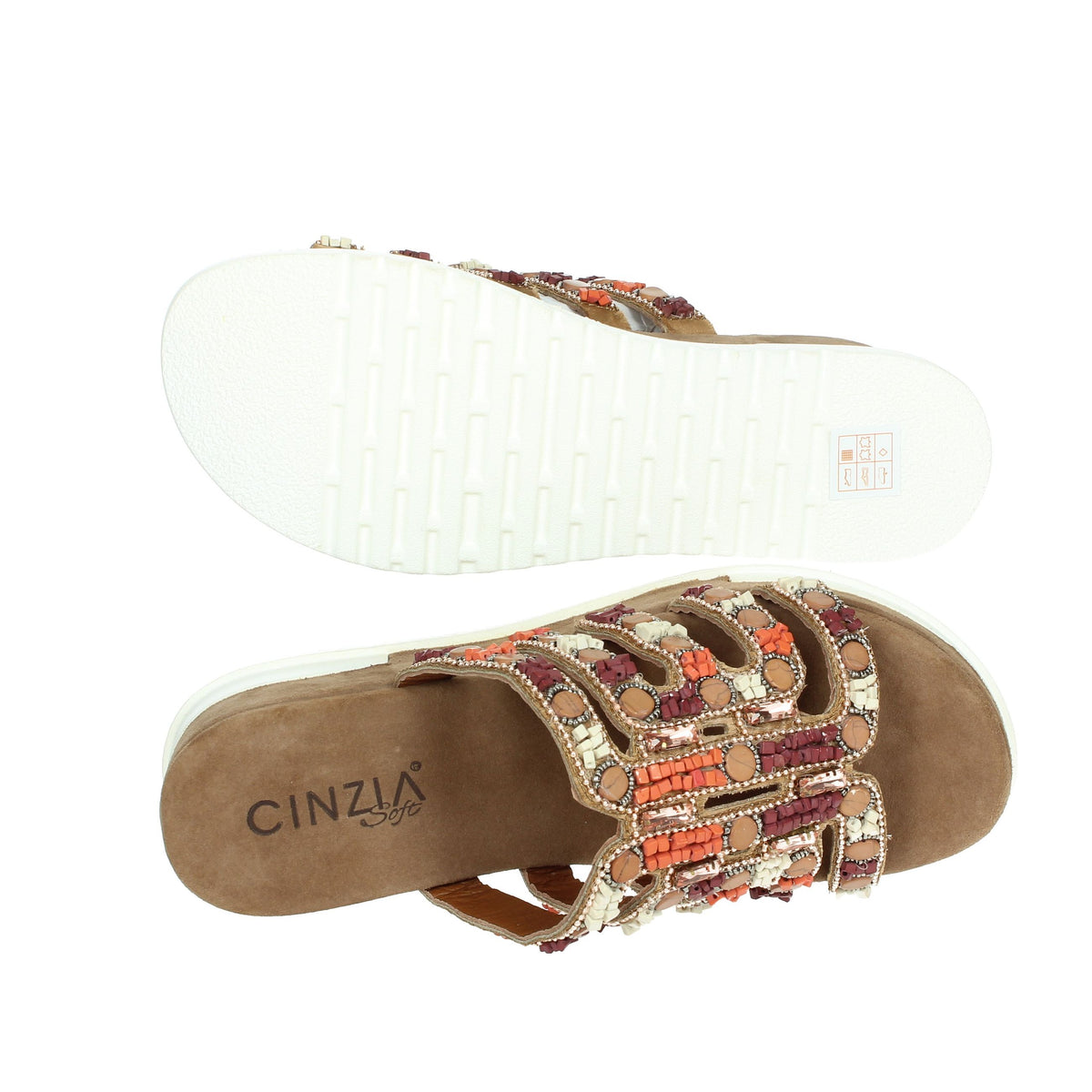 CINZIA SOFT Donna Ciabatte con zeppa IT1019 Taupe