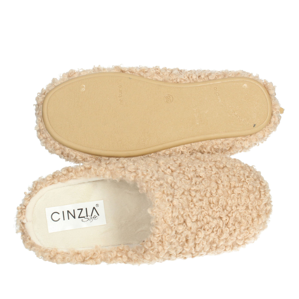 CINZIA SOFT Donna Ciabatta invernale EB0023 Beige