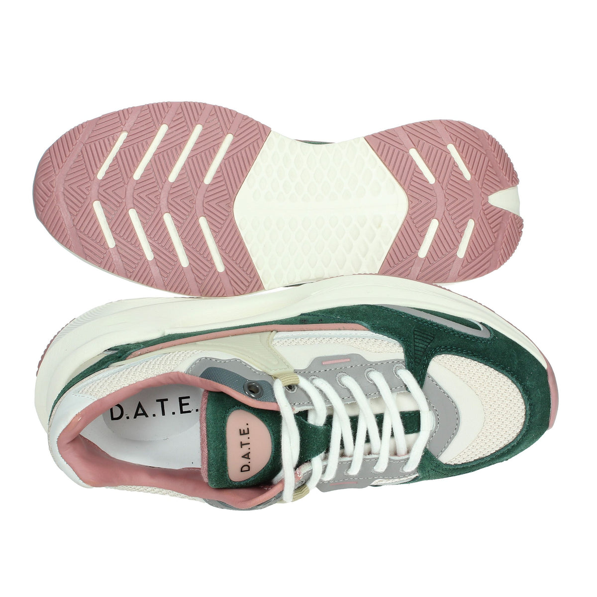 D.A.T.E. Donna Sneakers bassa W411-VL-CO-GR Beige/Verde