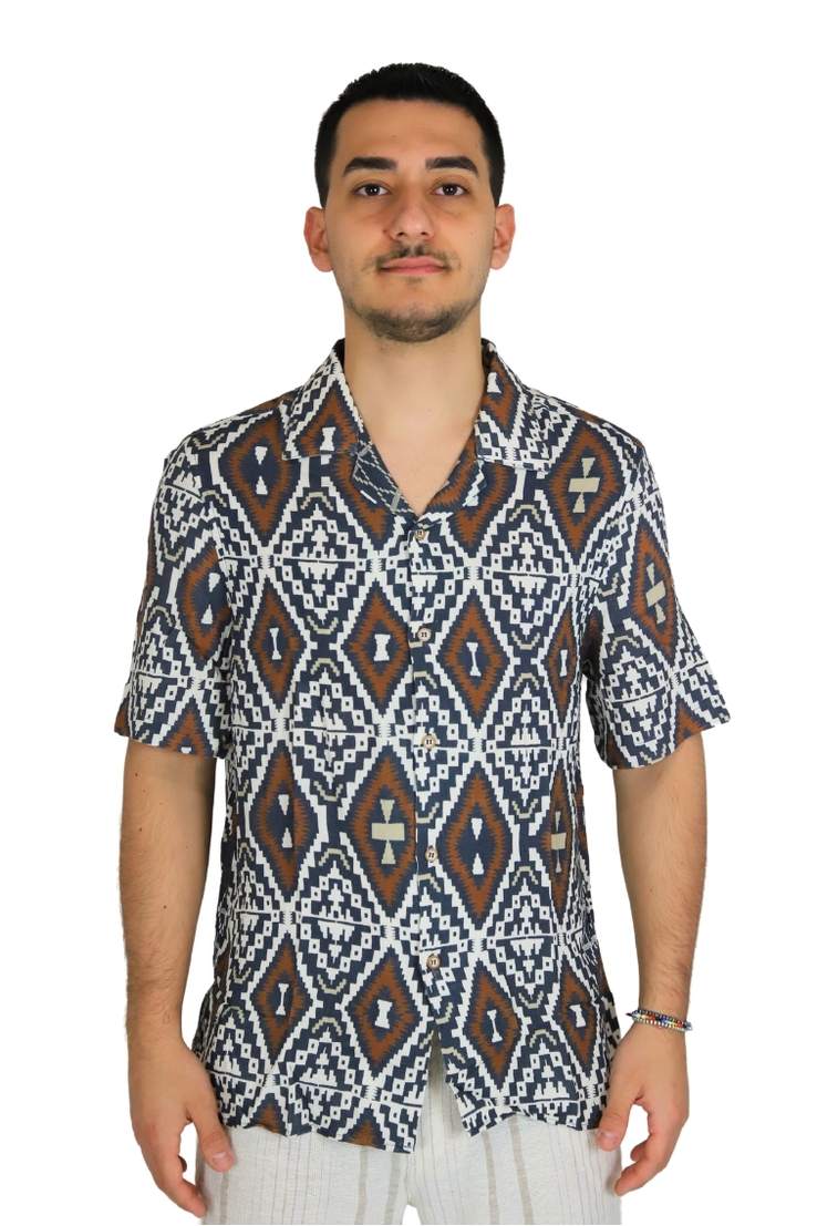 PHILOTINTO Uomo Camicia 25S14CA Beige/Blu