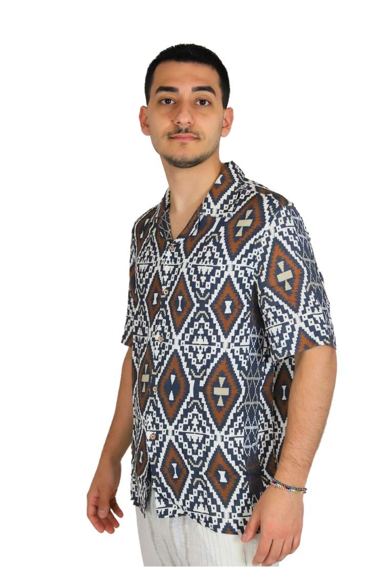 PHILOTINTO Uomo Camicia 25S14CA Beige/Blu