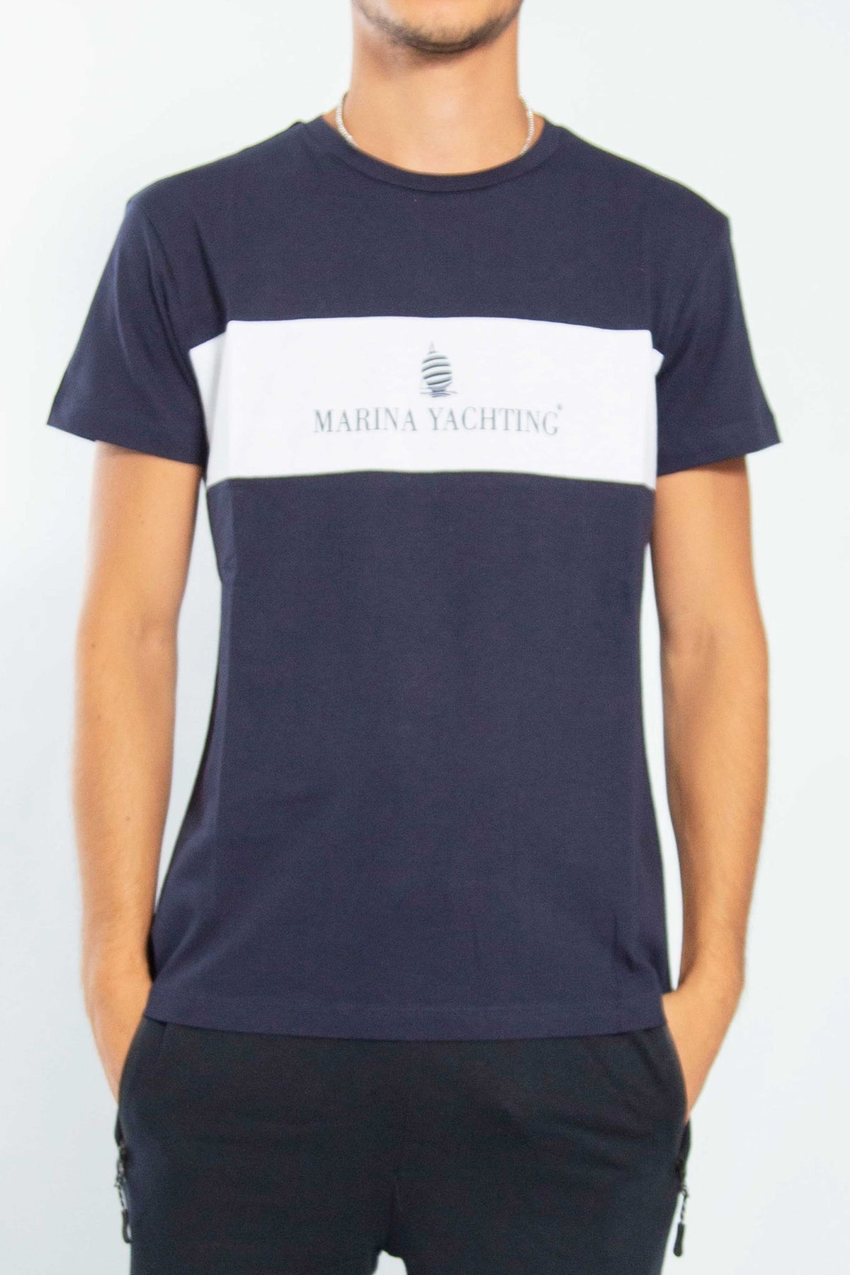 MARINA YACHTING Uomo T-shirt 221T04008 Blu/Bianco