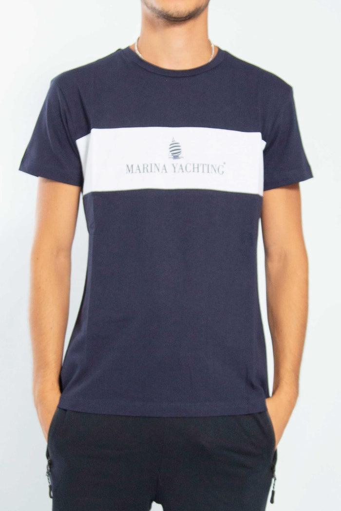MARINA YACHTING Uomo T-shirt 221T04008 Blu/Bianco