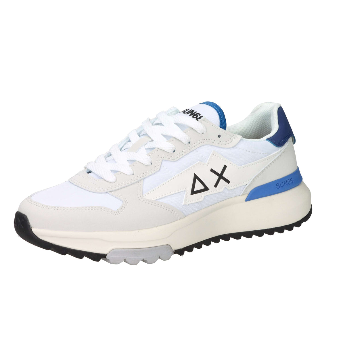 Sun68 Homme Baskets Z36121 Blanc/Bleu clair