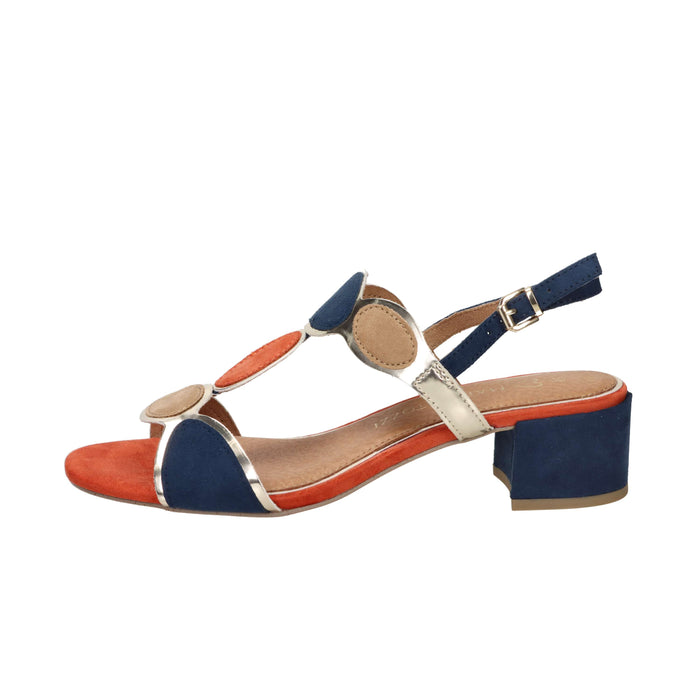 Marco Tozzi Mujer Sandalia con tacón 2-28230-42 Azul/beige