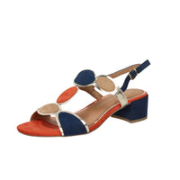Marco Tozzi Mujer Sandalia con tacón 2-28230-42 Azul/beige