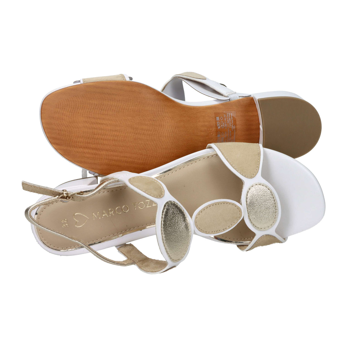 Marco Tozzi Mujer Sandalia con tacón 2-28231-44 Blanco/Beige