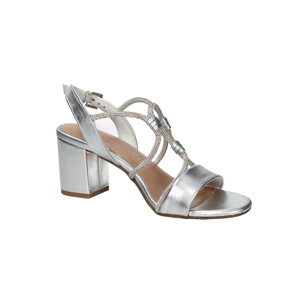 Marco Tozzi Damen Sandale mit Absatz 2-28388-46 Silber