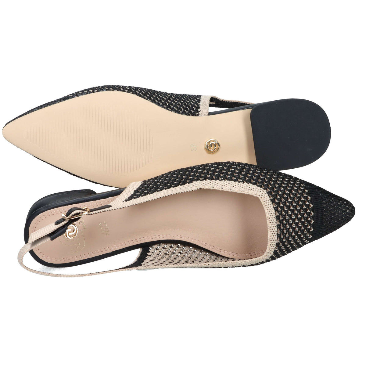 Gold & Gold Women’s Slingback GK228 Black/Beige