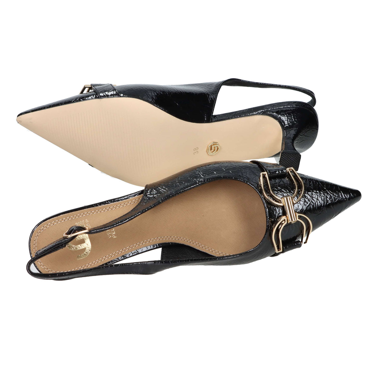 Gold & Gold Women’s Slingback GV129 Black