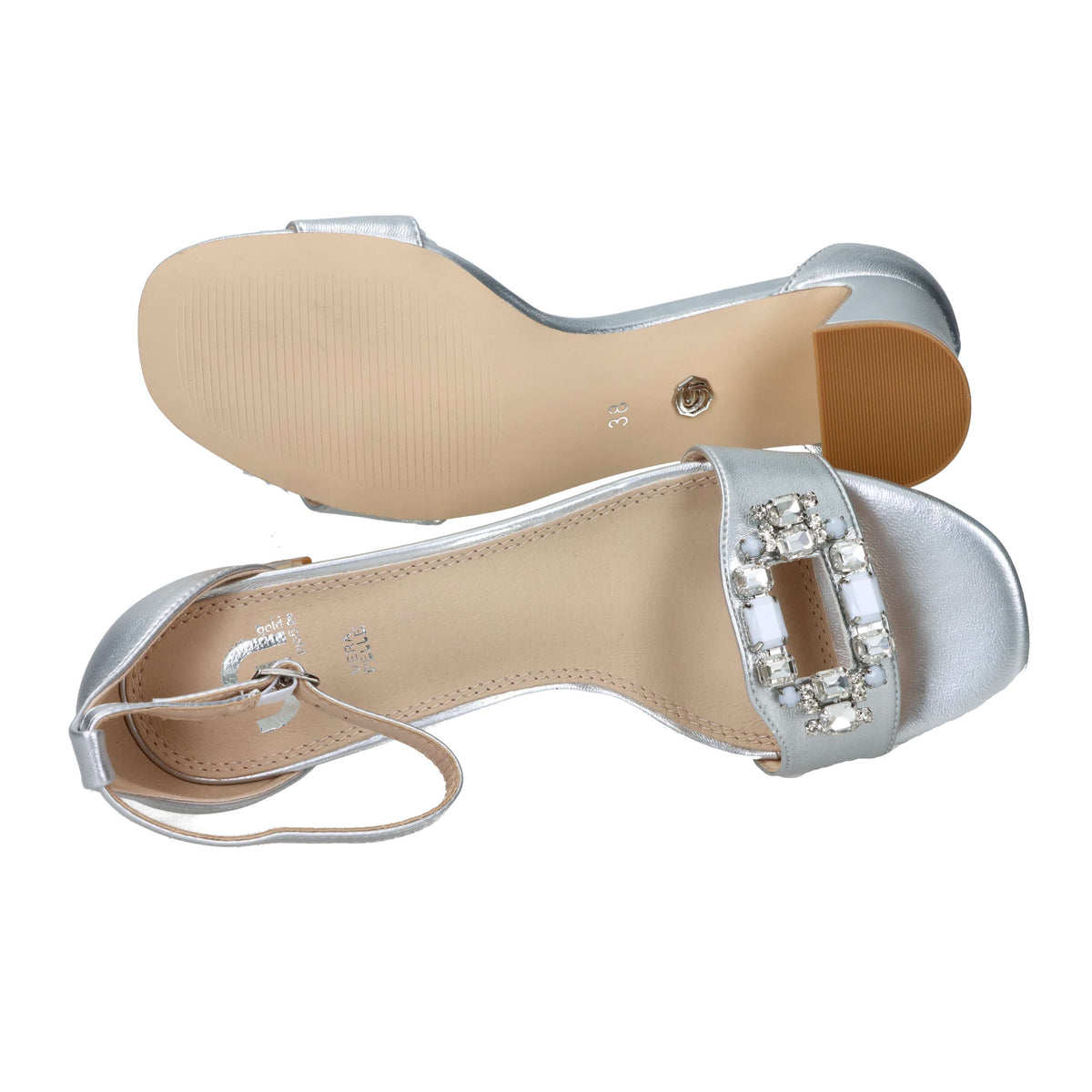 Gold & Gold Donna Sandalo con tacco GY455 Argento