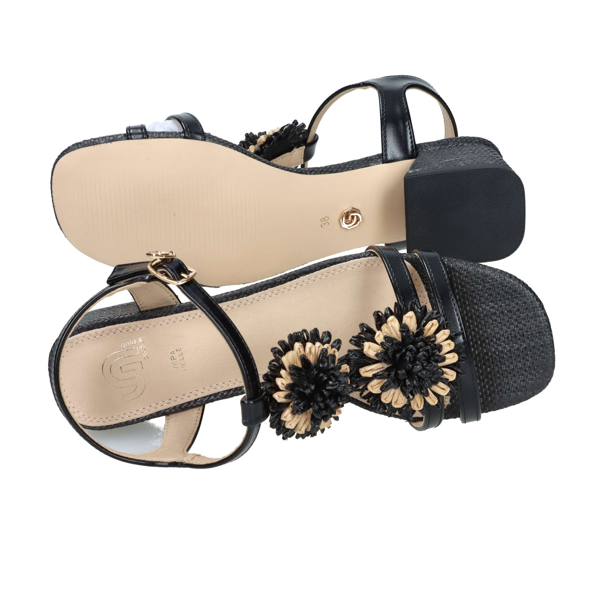 Gold & Gold Donna Sandalo con tacco GK231 Nero