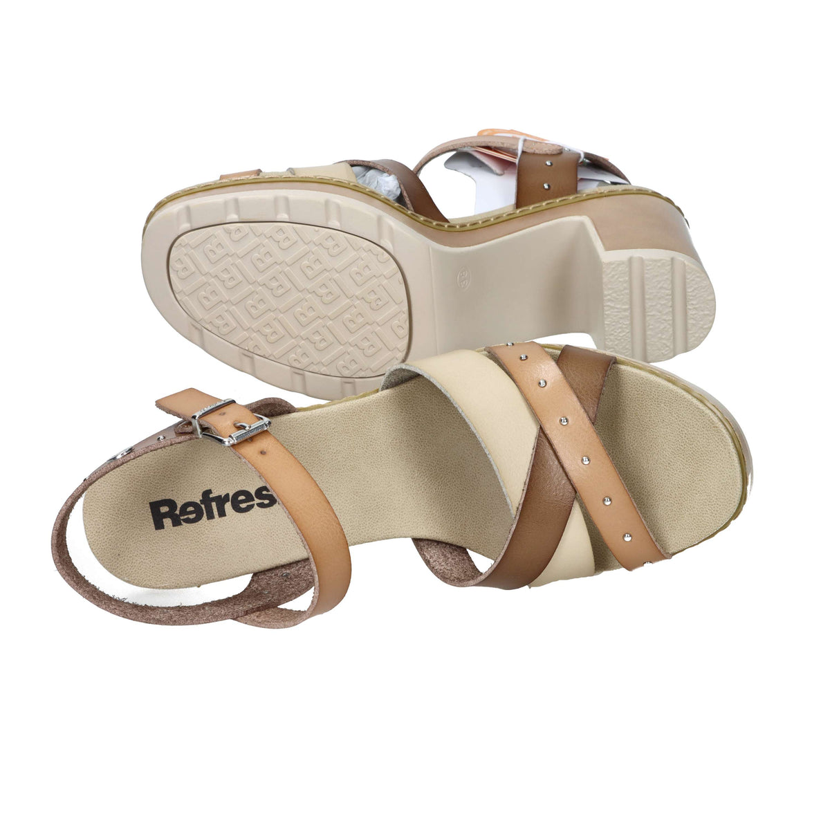 Refresh Mujer Sandalia con tacón 175207 Beige