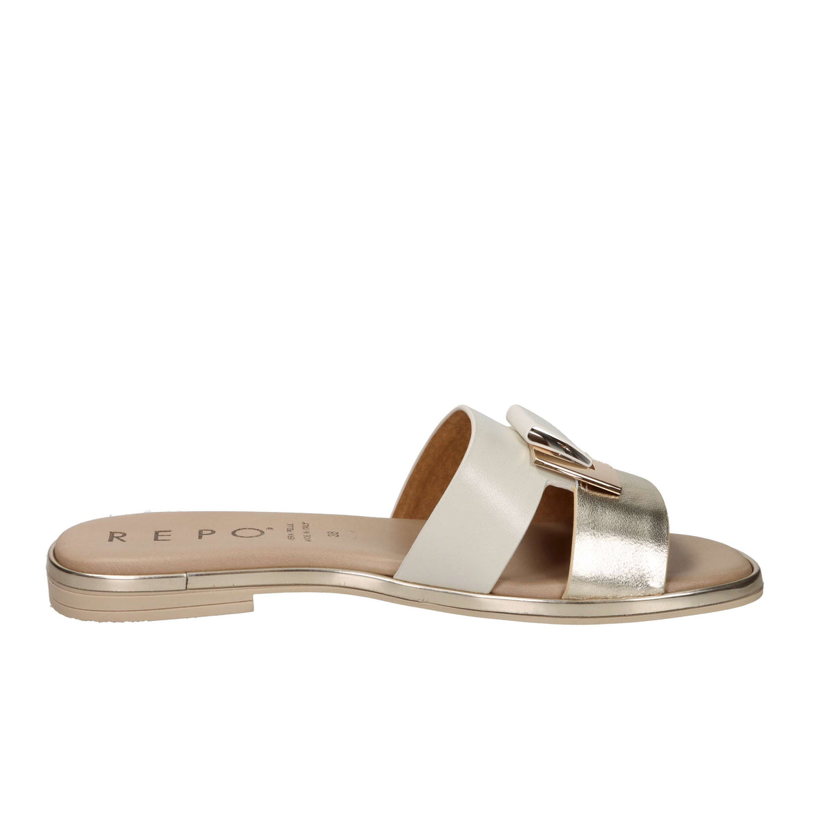 Repo Mujer Zueco bajo 71116-E5 Beige/Oro