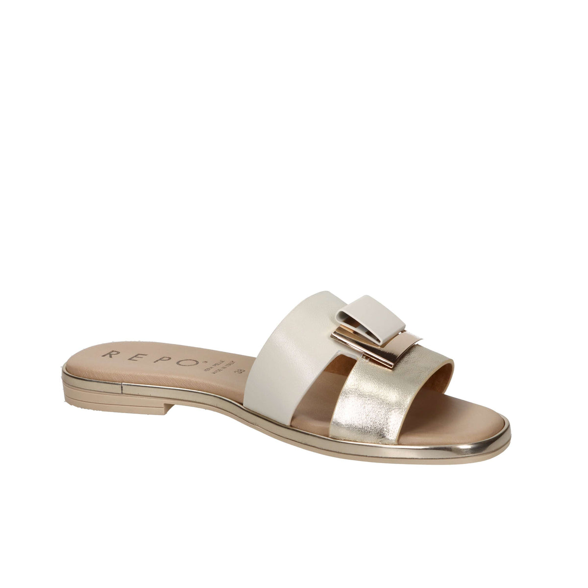 Repo Mujer Zueco bajo 71116-E5 Beige/Oro