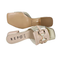 Repo Women Heeled Slippers 660011 Beige/Gold
