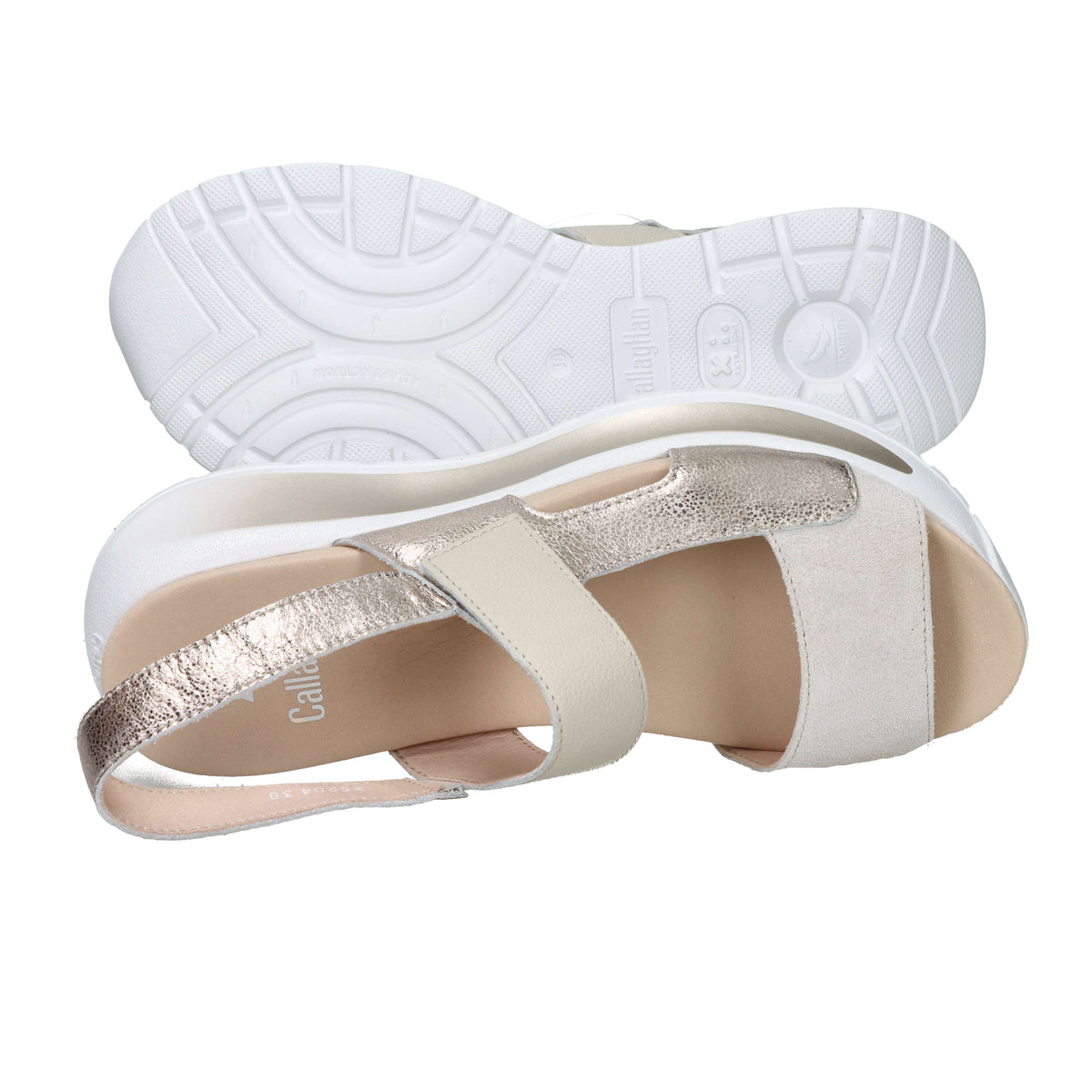 Callaghan Damen Sandale mit Keilabsatz 35204 Beige/Staubrosa