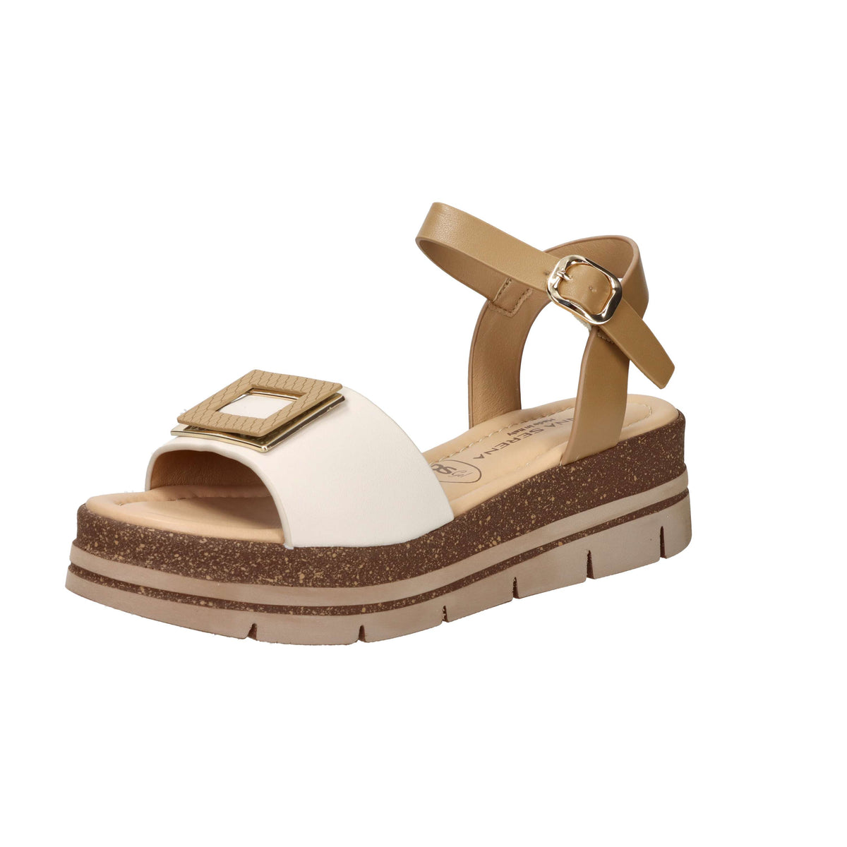 Donna Serena Women Wedge Sandal 825995DM Beige/Leather
