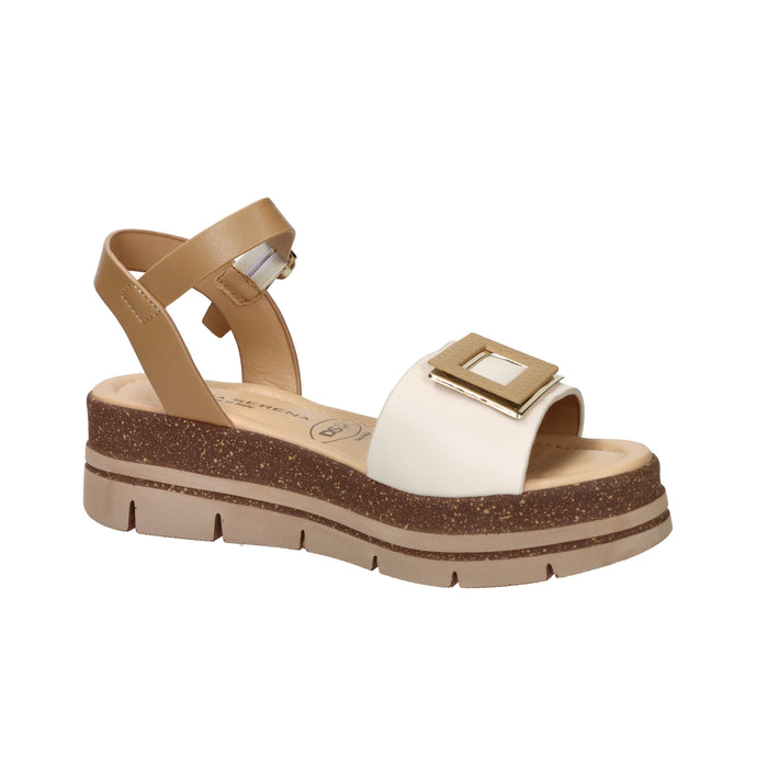 Donna Serena Women Wedge Sandal 825995DM Beige/Leather
