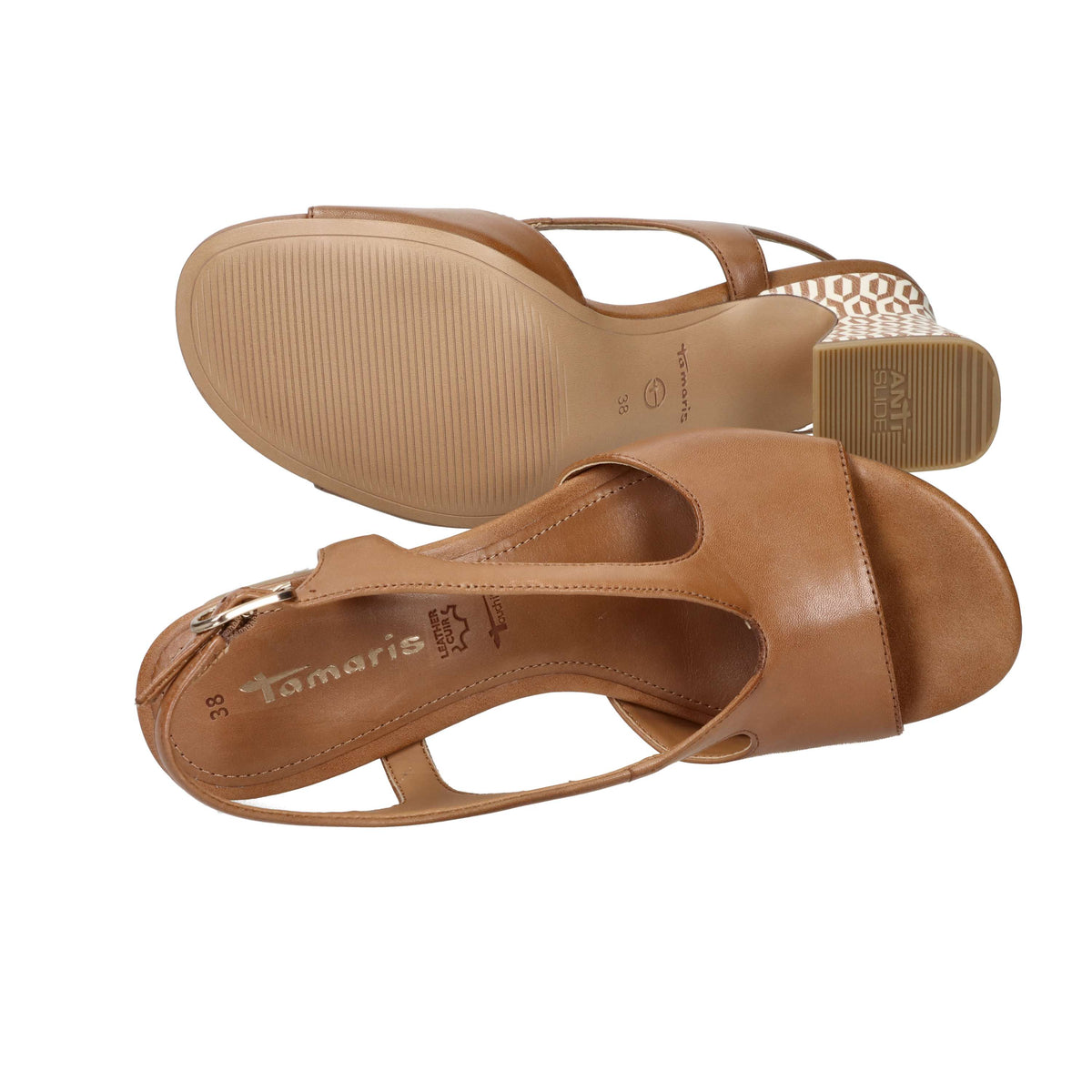 Tamaris Damen Sandale mit Absatz 1-28316-44 Lederbraun