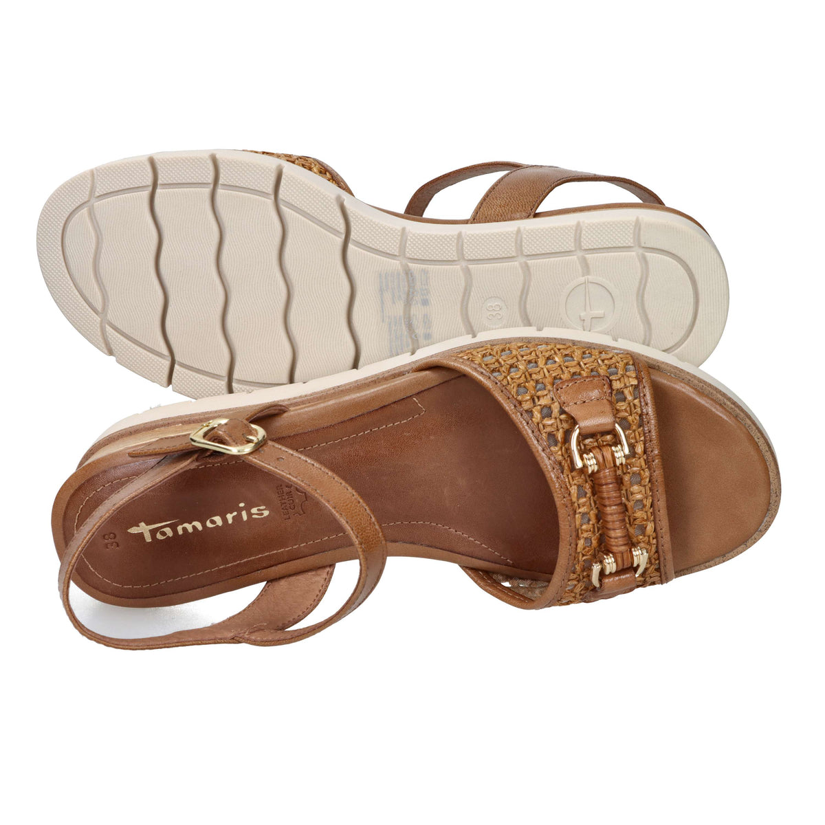 Tamaris Mujer Sandalia con cuña 1-28215-46 Cuero