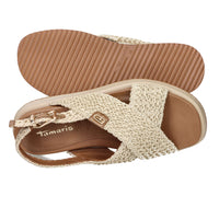 Tamaris Donna Sandalo con zeppa 1-28224-46 Beige/Cuoio