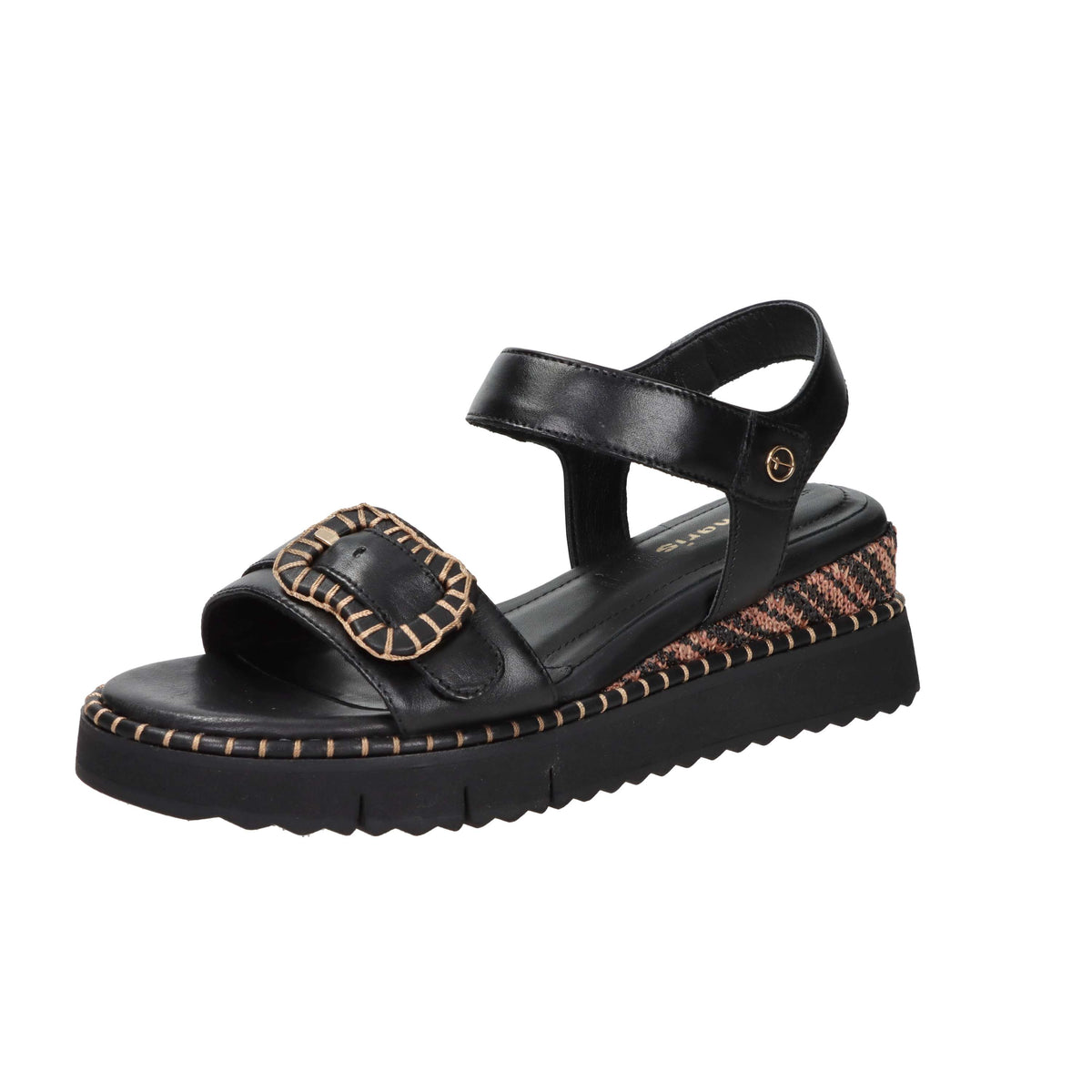 Tamaris Donna Sandalo con zeppa 1-28223-46 Nero