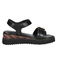 Tamaris Damen Sandale mit Keilabsatz 1-28223-46 Schwarz