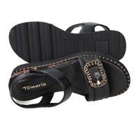 Tamaris Damen Sandale mit Keilabsatz 1-28223-46 Schwarz