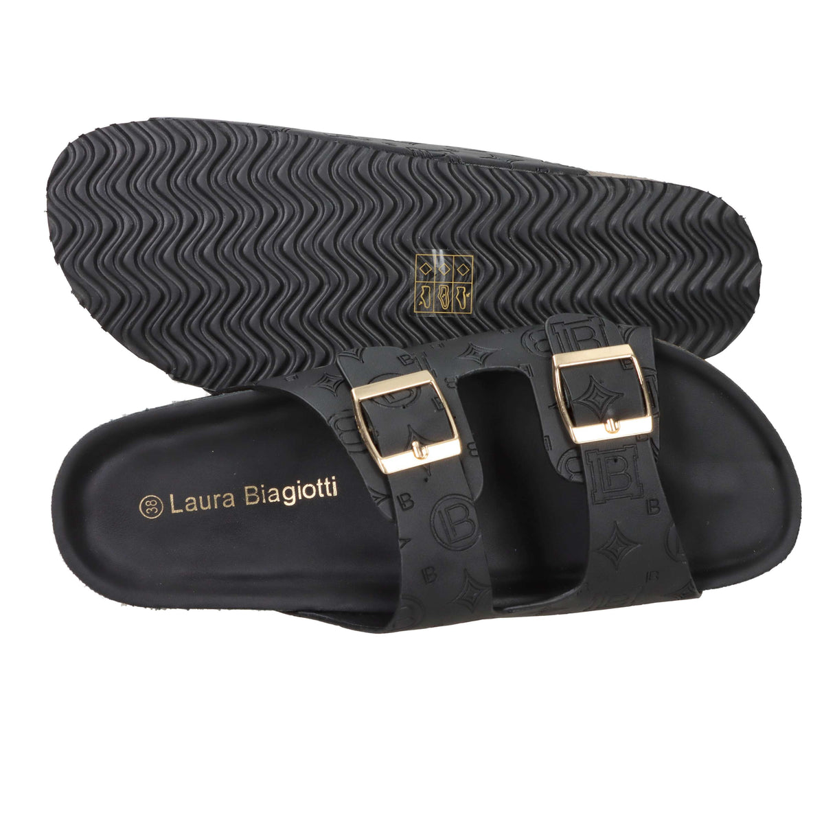 Laura Biagiotti Damen Flache Pantolette 9776 Schwarz