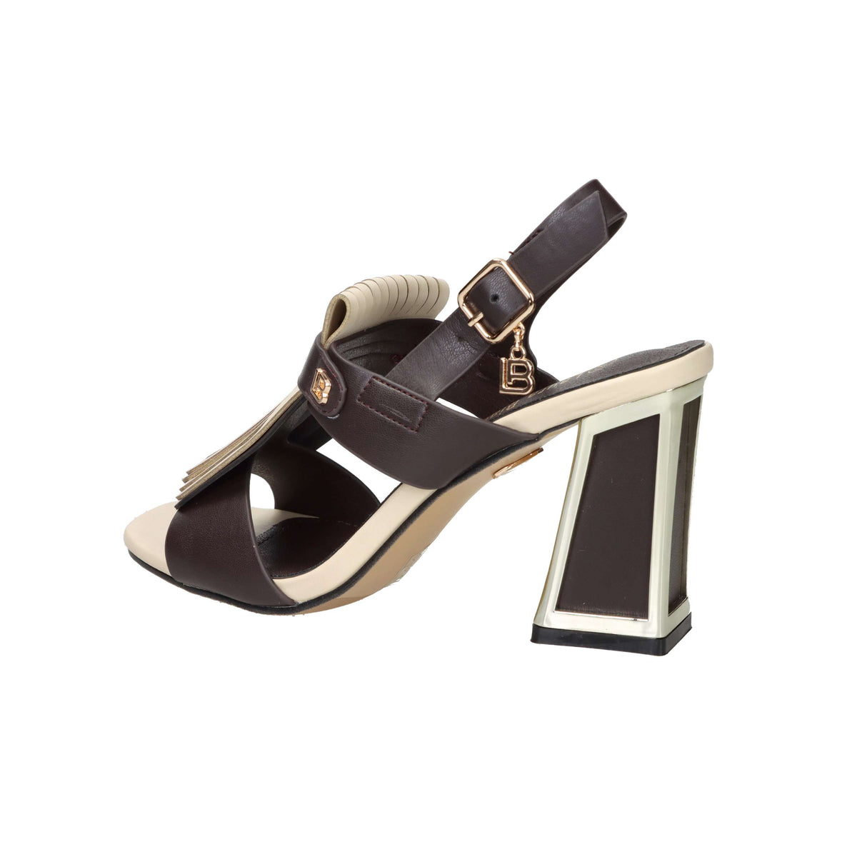 Laura Biagiotti Mujer Sandalia con tacón 9753 Marrón/Beige