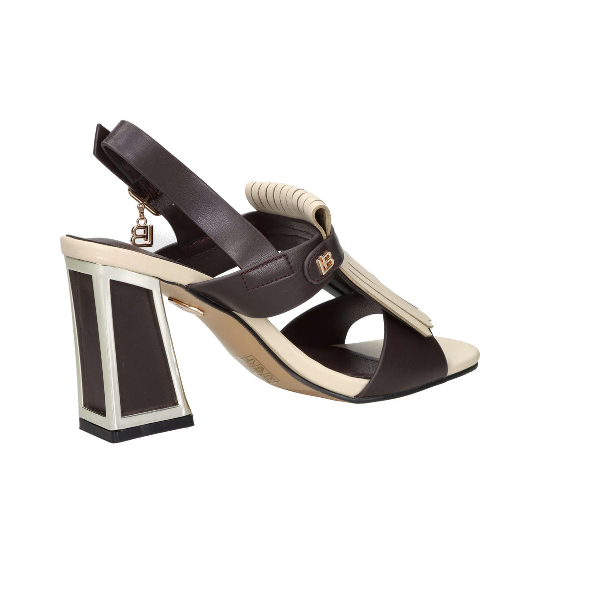 Laura Biagiotti Mujer Sandalia con tacón 9753 Marrón/Beige