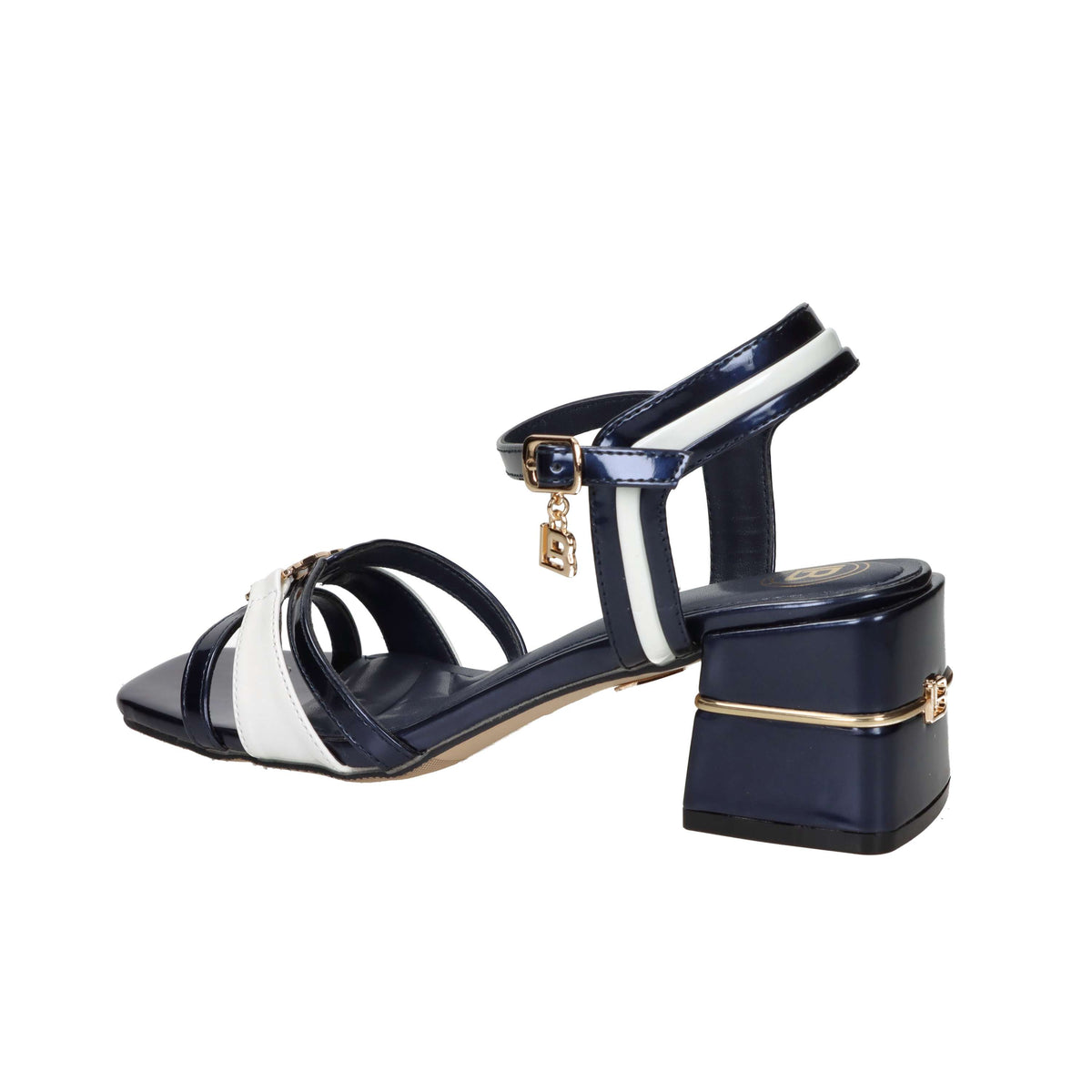 Laura Biagiotti Femme Sandale à talon 9747 Bleu/Blanc