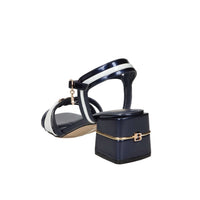 Laura Biagiotti Femme Sandale à talon 9747 Bleu/Blanc