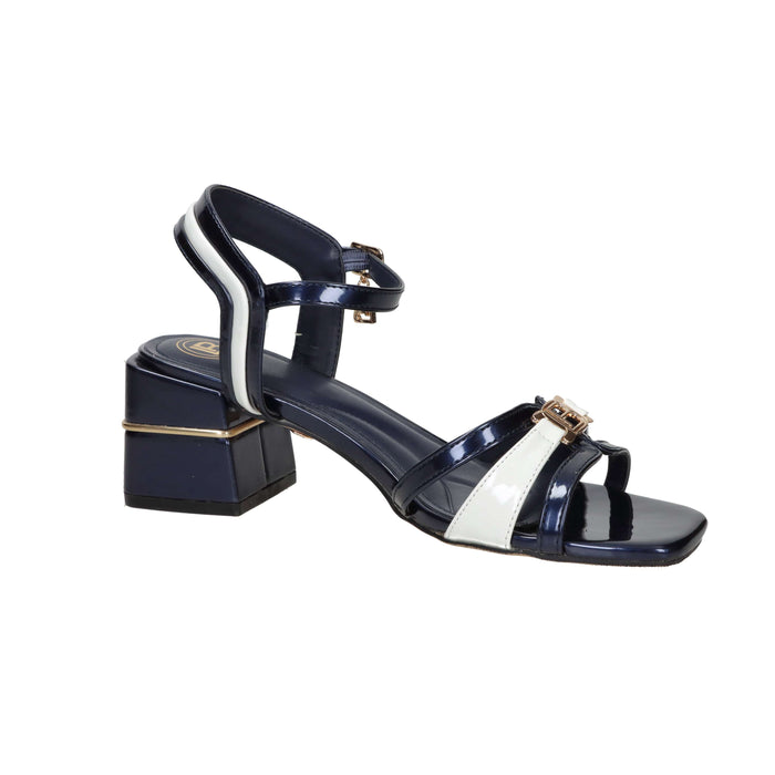 Laura Biagiotti Femme Sandale à talon 9747 Bleu/Blanc