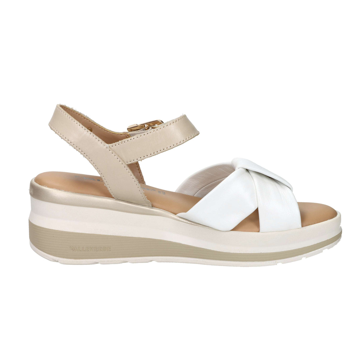 Valleverde Donna Sandalo con zeppa VGI321W Bianco/Beige